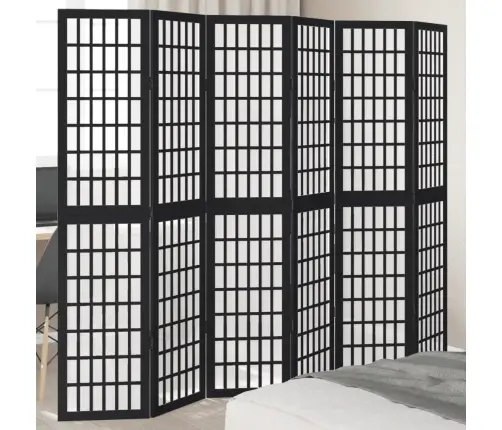 6-Paneļu Istabas Aizslietnis, Melns, Paulonijas Masīvkoks Vidaxl