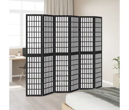 6-Paneļu Istabas Aizslietnis, Melns, Paulonijas Masīvkoks Vidaxl