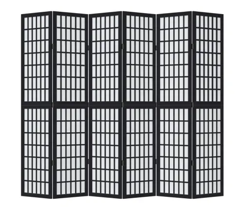 6-Paneļu Istabas Aizslietnis, Melns, Paulonijas Masīvkoks Vidaxl