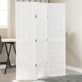 3-Paneļu Istabas Aizslietnis, Balts, Paulonijas Masīvkoks Vidaxl
