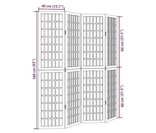 4 Paneeliga Ruumijagaja, Valge, Paulownia Puit