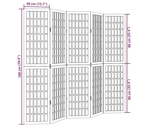 5-Paneļu Istabas Aizslietnis, Balts, Paulonijas Masīvkoks Vidaxl