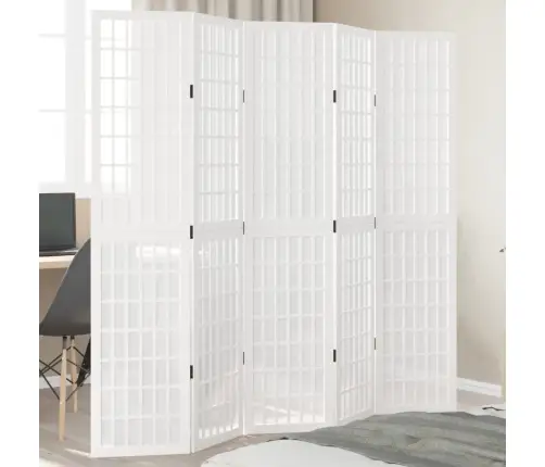 5-Paneļu Istabas Aizslietnis, Balts, Paulonijas Masīvkoks Vidaxl