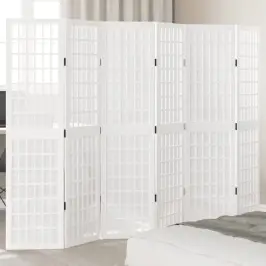 6-Paneļu Istabas Aizslietnis, Balts, Paulonijas Masīvkoks Vidaxl