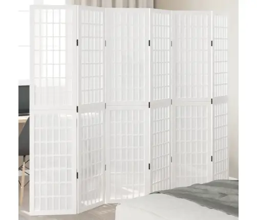 6-Paneļu Istabas Aizslietnis, Balts, Paulonijas Masīvkoks Vidaxl
