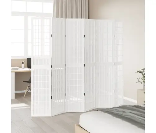 6-Paneļu Istabas Aizslietnis, Balts, Paulonijas Masīvkoks Vidaxl