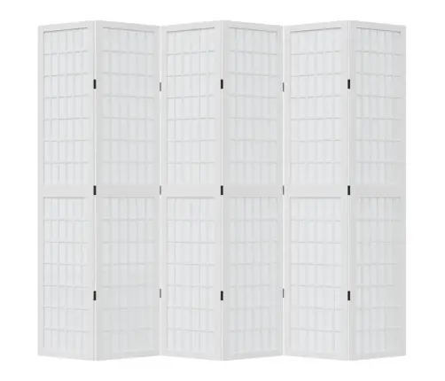 6-Paneļu Istabas Aizslietnis, Balts, Paulonijas Masīvkoks Vidaxl
