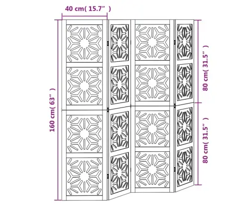 4 Paneeliga Ruumijagaja, Pruun Ja Must, Paulownia Puit