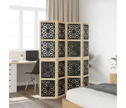 4-Paneļu Istabas Aizslietnis, Brūns Un Melns, Masīvkoks Vidaxl