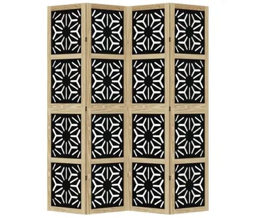 4-Paneļu Istabas Aizslietnis, Brūns Un Melns, Masīvkoks Vidaxl