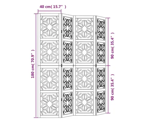 4-Paneļu Istabas Aizslietnis, Brūns Un Melns, Masīvkoks Vidaxl