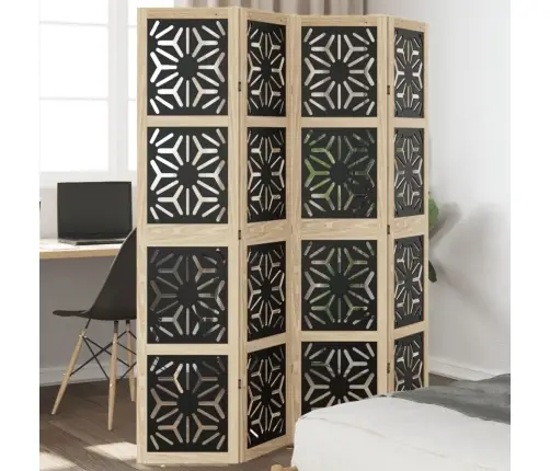 4-Paneļu Istabas Aizslietnis, Brūns Un Melns, Masīvkoks Vidaxl