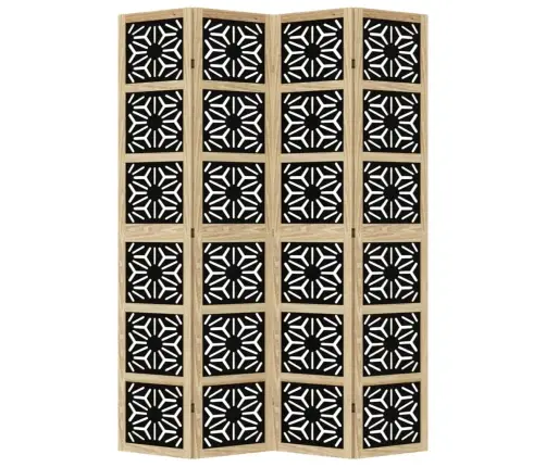 4-Paneļu Istabas Aizslietnis, Brūns Un Melns, Masīvkoks Vidaxl