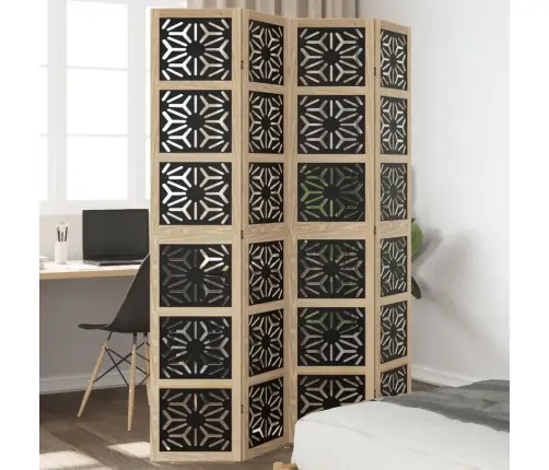 4-Paneļu Istabas Aizslietnis, Brūns Un Melns, Masīvkoks Vidaxl