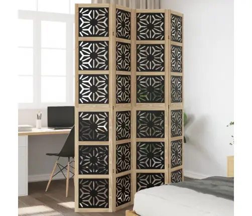 4-Paneļu Istabas Aizslietnis, Brūns Un Melns, Masīvkoks Vidaxl