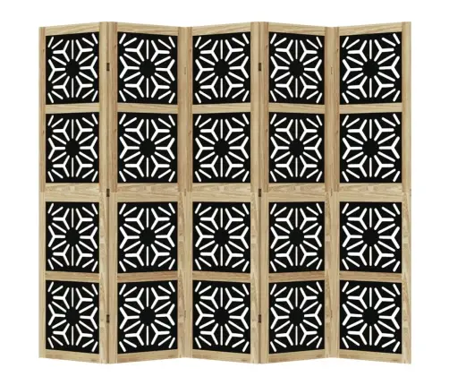 5-Paneļu Istabas Aizslietnis, Brūns Un Melns, Masīvkoks Vidaxl