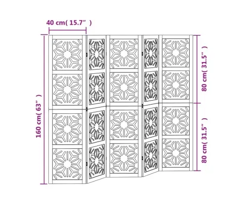 5-Paneļu Istabas Aizslietnis, Brūns Un Melns, Masīvkoks Vidaxl