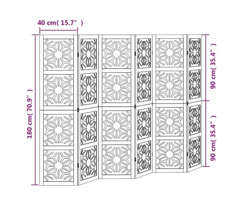 5-Paneļu Istabas Aizslietnis, Brūns Un Melns, Masīvkoks Vidaxl