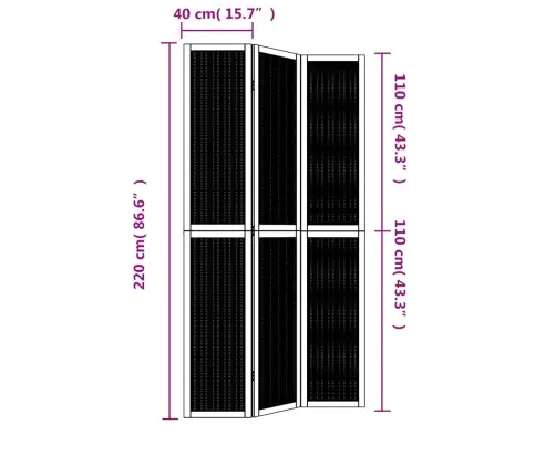 3-Paneļu Istabas Aizslietnis, Brūns, Paulonijas Masīvkoks Vidaxl