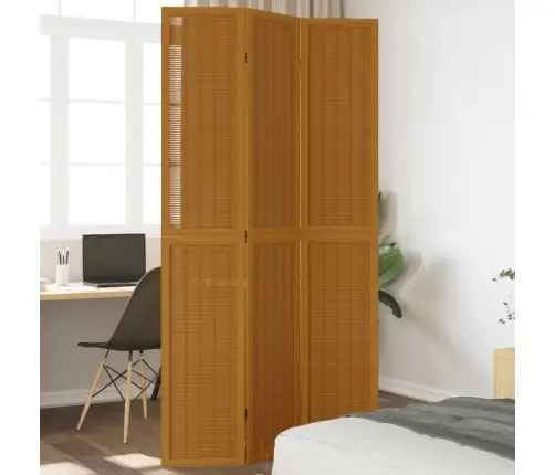 3-Paneļu Istabas Aizslietnis, Brūns, Paulonijas Masīvkoks Vidaxl