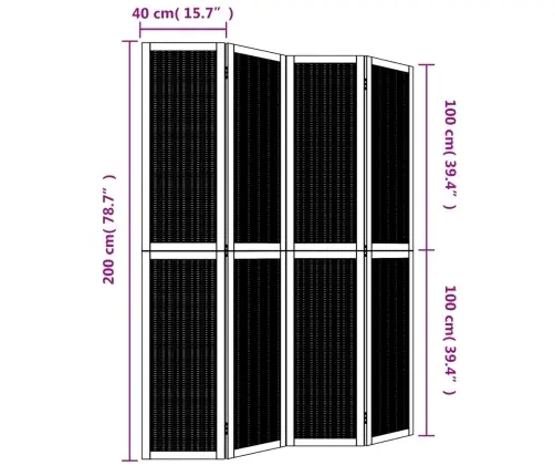 4-Paneļu Istabas Aizslietnis, Brūns, Paulonijas Masīvkoks Vidaxl