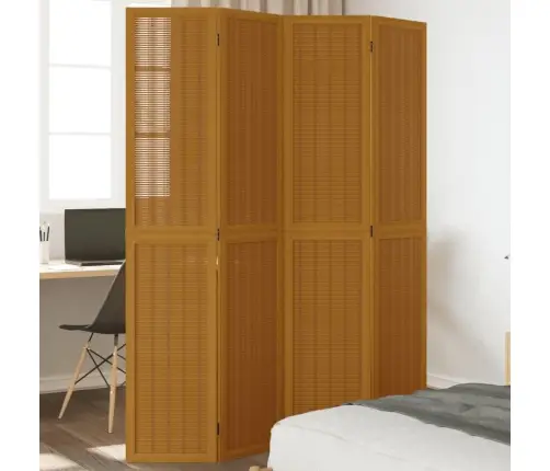 4-Paneļu Istabas Aizslietnis, Brūns, Paulonijas Masīvkoks Vidaxl