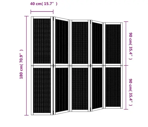 5-Paneļu Istabas Aizslietnis, Brūns, Paulonijas Masīvkoks Vidaxl