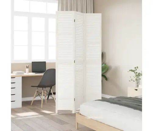 3-Paneļu Istabas Aizslietnis, Balts, Paulonijas Masīvkoks Vidaxl