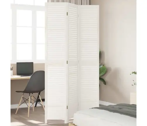3-Paneļu Istabas Aizslietnis, Balts, Paulonijas Masīvkoks Vidaxl