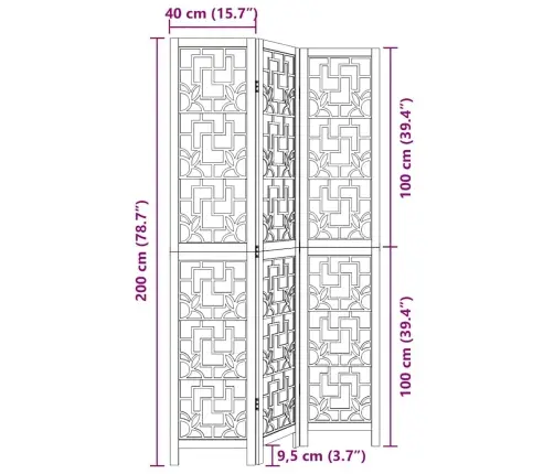 3 Paneeliga Ruumijagaja, Pruun, Paulownia Puit