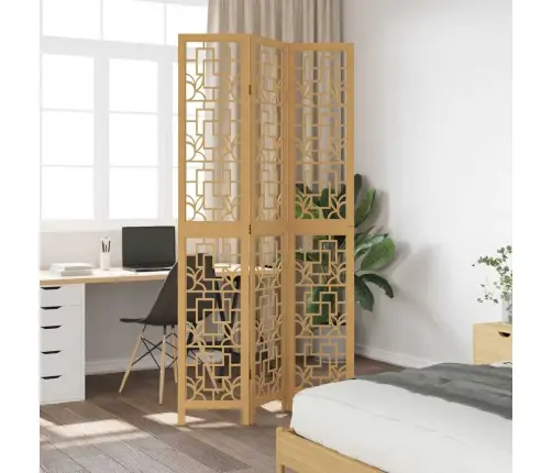 3-Paneļu Istabas Aizslietnis, Brūns, Paulonijas Masīvkoks Vidaxl