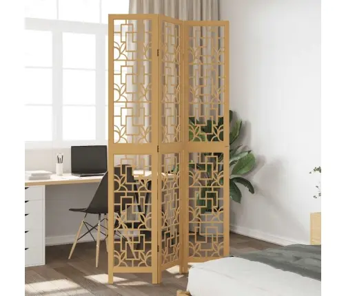 3-Paneļu Istabas Aizslietnis, Brūns, Paulonijas Masīvkoks Vidaxl