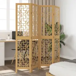 4-Paneļu Istabas Aizslietnis, Brūns, Paulonijas Masīvkoks Vidaxl