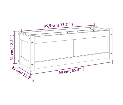 Dārza Puķu Kaste, 90X31X31 Cm, Priedes Masīvkoks Vidaxl