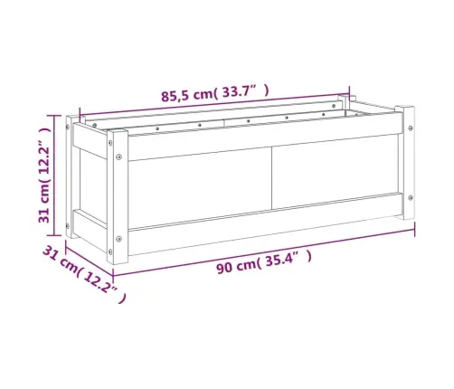 Taimekast, Valge, 90 X 31 X 31 cm Männipuit