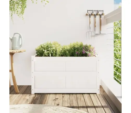 Sodo Lovelis, Baltas, 90X50X50cm Pušies Medienos Masyvas