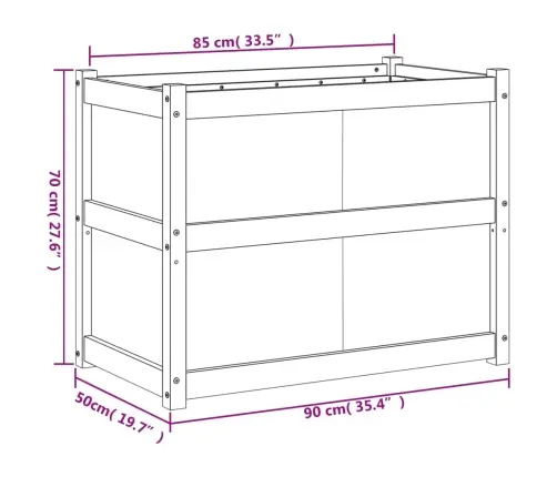 Dārza Puķu Kaste, Balta, 90X50X70 Cm, Priedes Masīvkoks Vidaxl