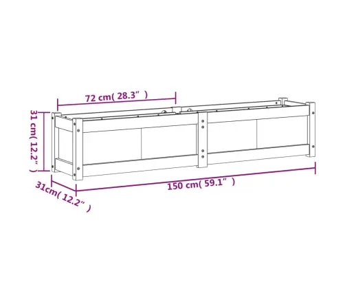 Dārza Puķu Kaste, 150X31X31 Cm, Priedes Masīvkoks Vidaxl
