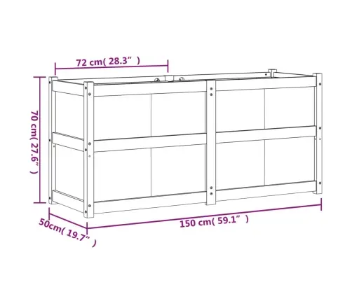 Aia Taimekast, 150 X 50 X 70 cm Immutatud Männipuit