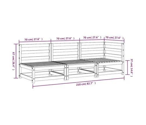 Trīsvietīgs Dārza Dīvāns, Priedes Masīvkoks Vidaxl