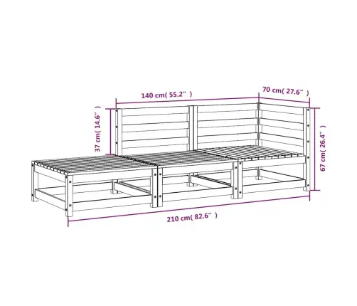 2-Vietīgs Dārza Dīvāns, Kājsoliņš, Impregnēts Priedes Koks Vidaxl