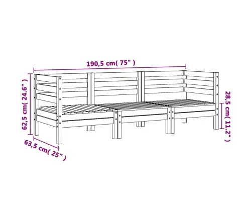 Trīsvietīgs Dārza Dīvāns, Impregnēts Priedes Koks Vidaxl