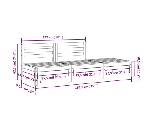 Trivietė Sodo Sofa, Baltos Spalvos, Pušies Medienos Masyvas