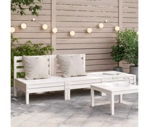 Trivietė Sodo Sofa, Baltos Spalvos, Pušies Medienos Masyvas