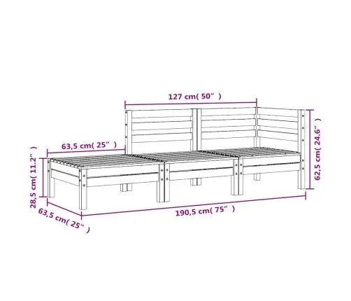 Trīsvietīgs Dārza Dīvāns, Vaska Brūnas, Priedes Masīvkoks Vidaxl