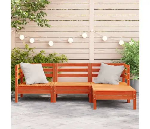 Trīsvietīgs Dārza Dīvāns Ar Kājsoliņu, Vaska Brūns, Priede Vidaxl