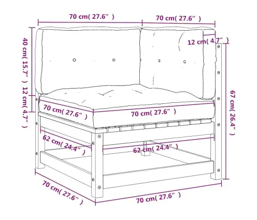 Dārza Stūra Dīvāni Ar Matračiem, 2 Gb., Impregnēts Priedes Koks Vidaxl