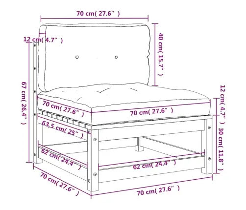 Dārza Dīvāns Ar Matračiem, Impregnēts Priedes Koks Vidaxl