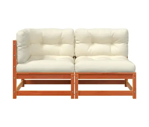 Dvivietė Sodo Sofa Su Pagalvėlėmis, Vaško Ruda, Pušies Masyvas Dvivietė Sodo Sofa Su Pagalvėlėmis, Vaško Ruda, Pušies Masyvas