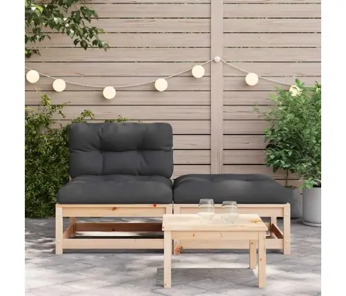 Dārza Dīvāns Ar Kājsoliņu Un Matračiem, Priedes Masīvkoks Vidaxl